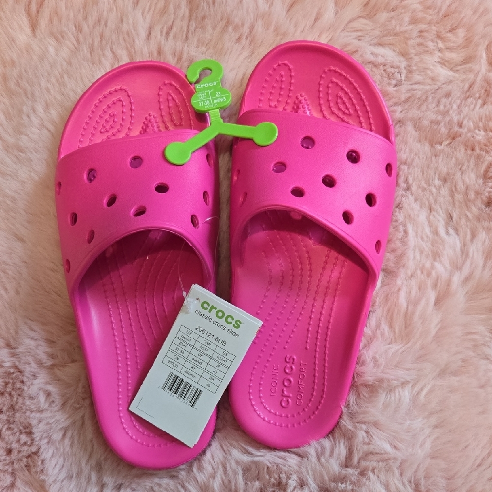 CROCS Vibrant Pink Slide Sandals